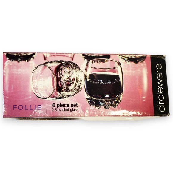 Set of 6 Circleware Follie Shot Glasses 2.5 oz Heavy Base Barware in Box - Picture 13 of 14
